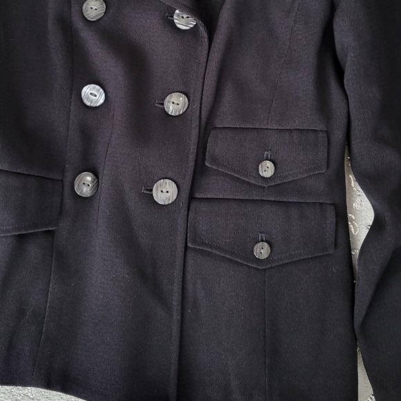 Vintage Black Clio Blazer Double Breasted Short Lightweight Military Pea Coat 10 - Picture 4 of 8